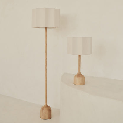 Esme - Light Wood Inverted Scallop Shade Floor Lamp