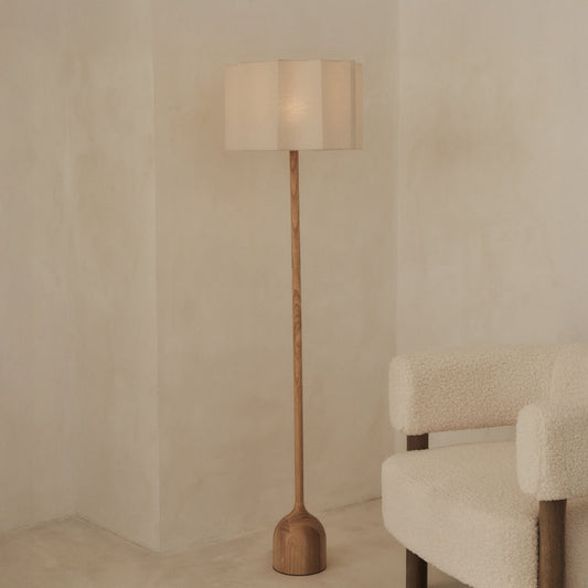 Esme - Light Wood Inverted Scallop Shade Floor Lamp