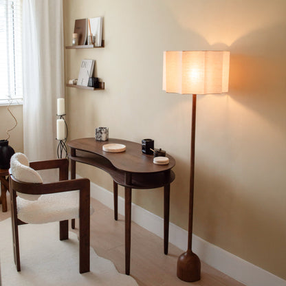 Esme - Dark Wood Inverted Scallop Shade Floor Lamp