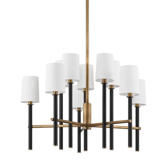 Belvedere 10 Light Chandelier - Patina Brass & Textured Black
