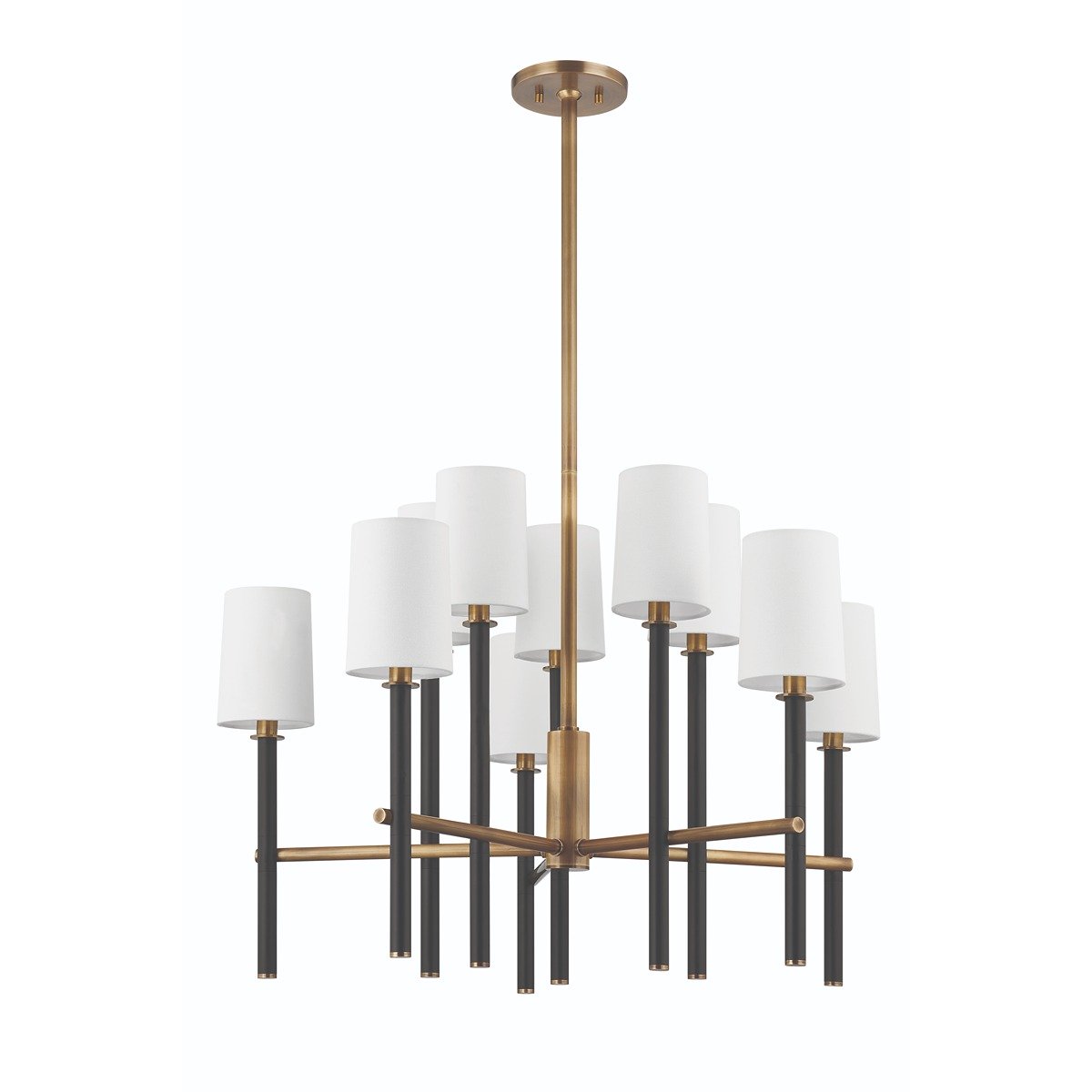 Belvedere 10 Light Chandelier - Patina Brass & Textured Black