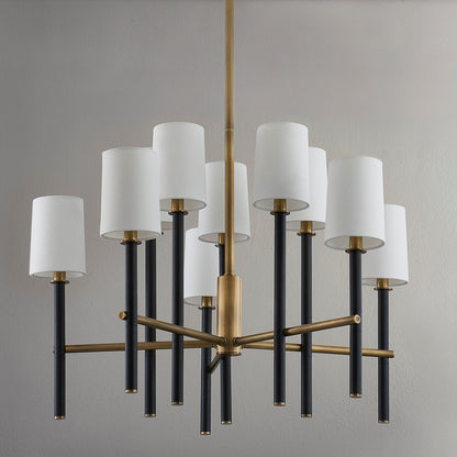 Belvedere 10 Light Chandelier - Patina Brass & Textured Black