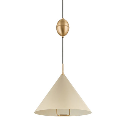 Fontana 1 Light Pendant Light - Patina Brass & Soft Sand