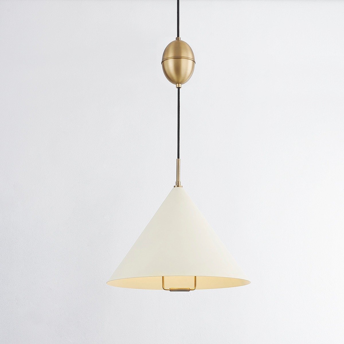 Fontana 1 Light Pendant Light - Patina Brass & Soft Sand