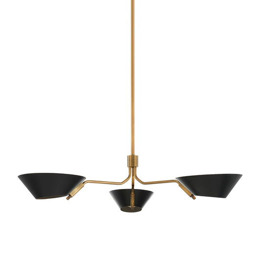 Sacramento 3 Light Chandelier - Patina Brass & Soft Black
