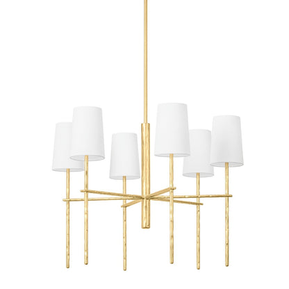 River 6 Light Chandelier - Vintage Gold Leaf