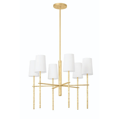 River 6 Light Chandelier - Vintage Gold Leaf