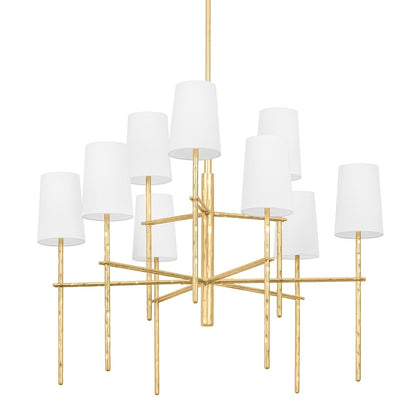 River 9 Light Chandelier - Vintage Gold Leaf