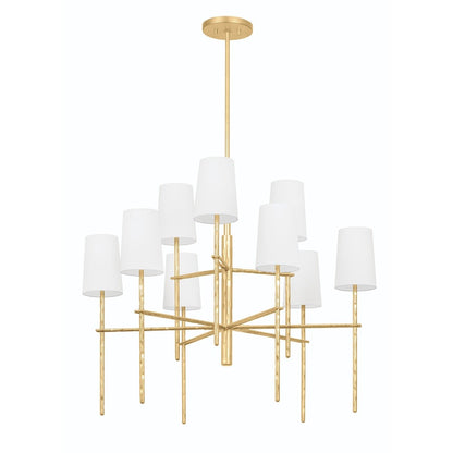 River 9 Light Chandelier - Vintage Gold Leaf