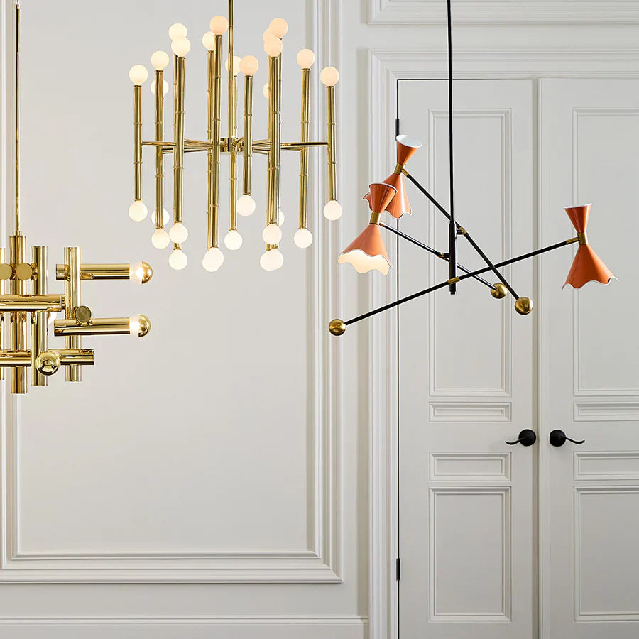 Ripple Articulating Chandelier - Orange & Black