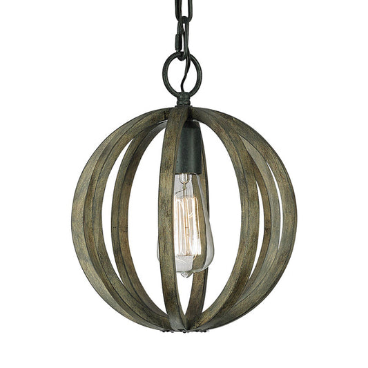 Allier Pendant Light - Oak Wood & Antique Forged Iron