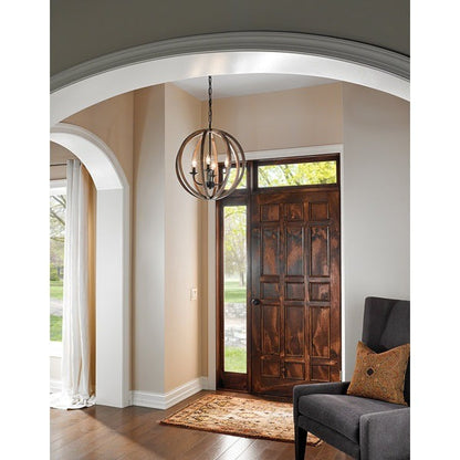 Allier Pendant Light - Oak Wood & Antique Forged Iron