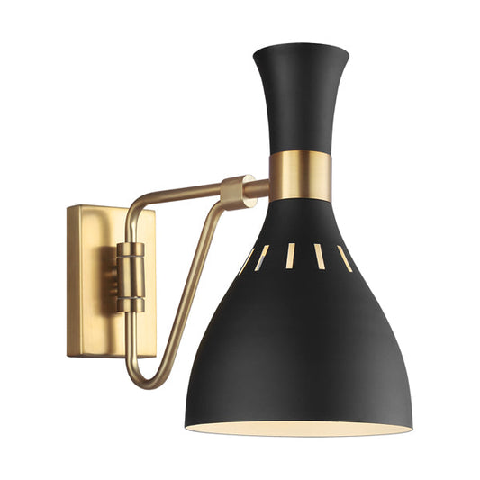 Joan 1 Light Wall Light - Midnight Black & Burnished Brass