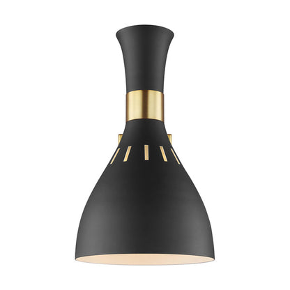 Joan 1 Light Wall Light - Midnight Black & Burnished Brass