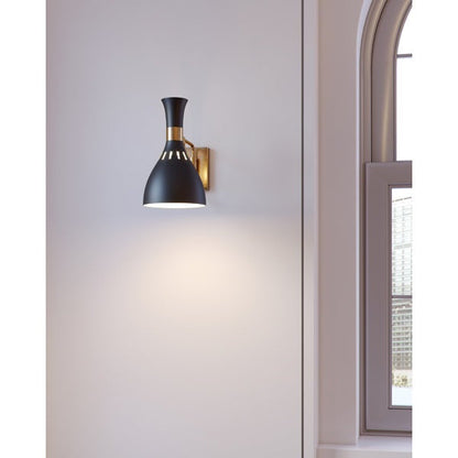 Joan 1 Light Wall Light - Midnight Black & Burnished Brass