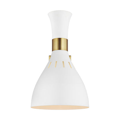 Joan 1 Light Wall Light - Matte White & Burnished Brass