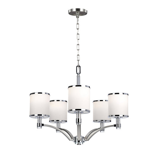 Prospect Park 5 Light Chandelier - Satin Nickel & Chrome