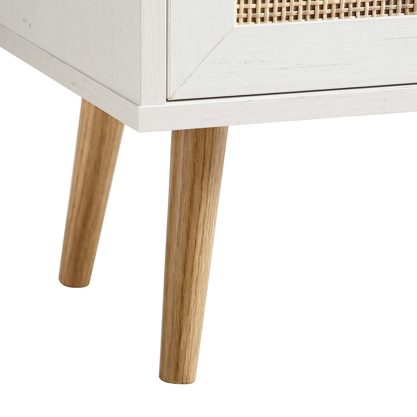 Frances Woven Rattan 1-Door Bathroom Cabinet, White