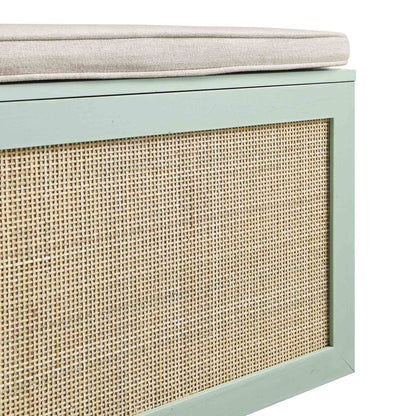 Frances Woven Rattan Double Storage Stool with Cushion, Mint