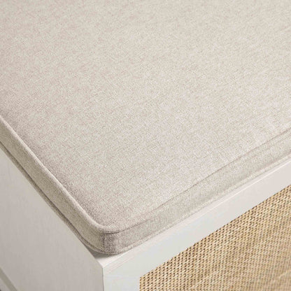Frances Woven Rattan Double Storage Stool with Cushion, White