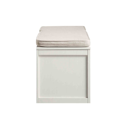 Frances Woven Rattan Triple Storage Stool Set with Cushion, White