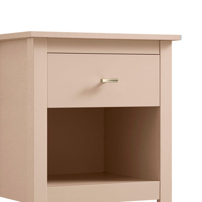 Oakham 1-Drawer Bedside Table, Nude Pink