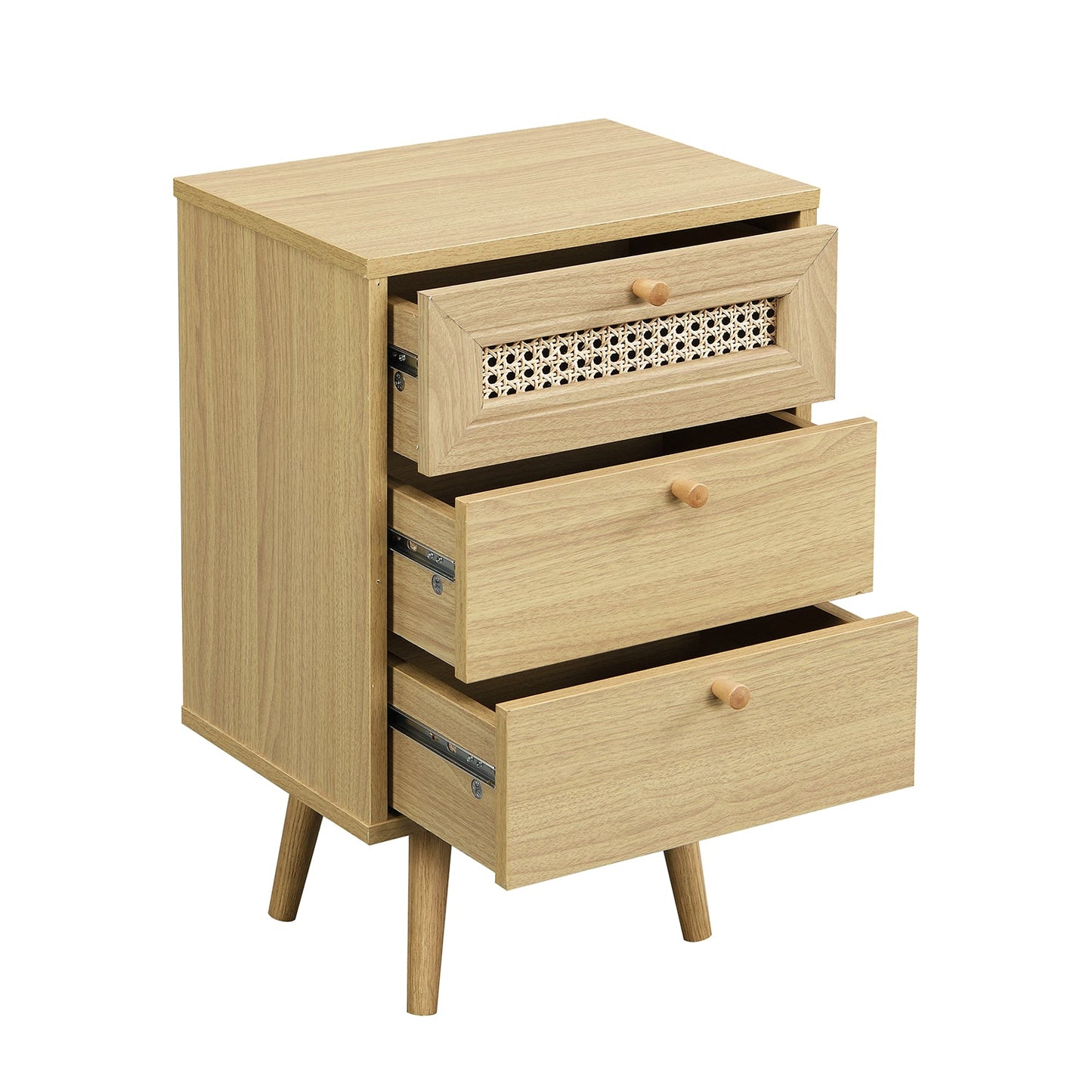 Anya Woven Rattan 3-Drawer Bedside Table in Natural Colour