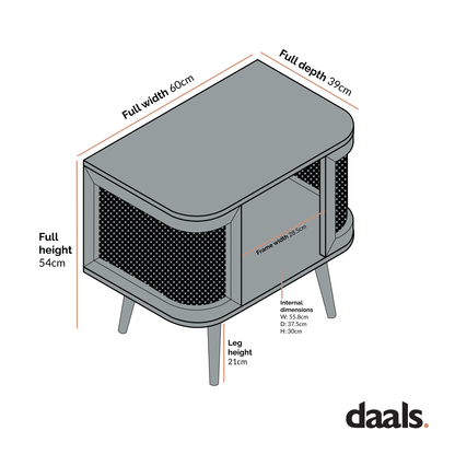 Izzy Curved Rattan Bedside Table, White