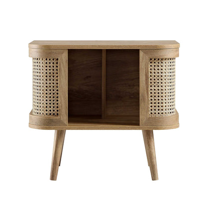 Izzy Curved Rattan Bedside Table, Natural