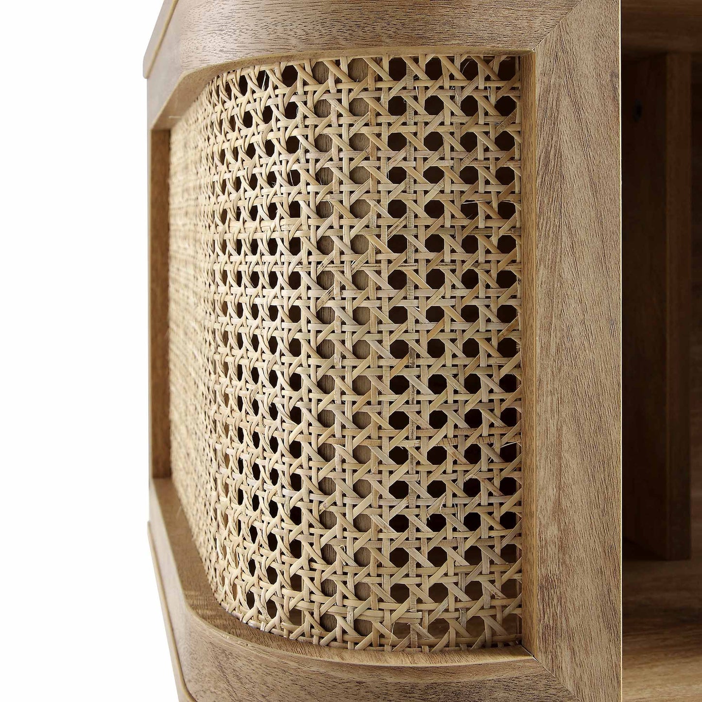 Izzy Curved Rattan Bedside Table, Natural