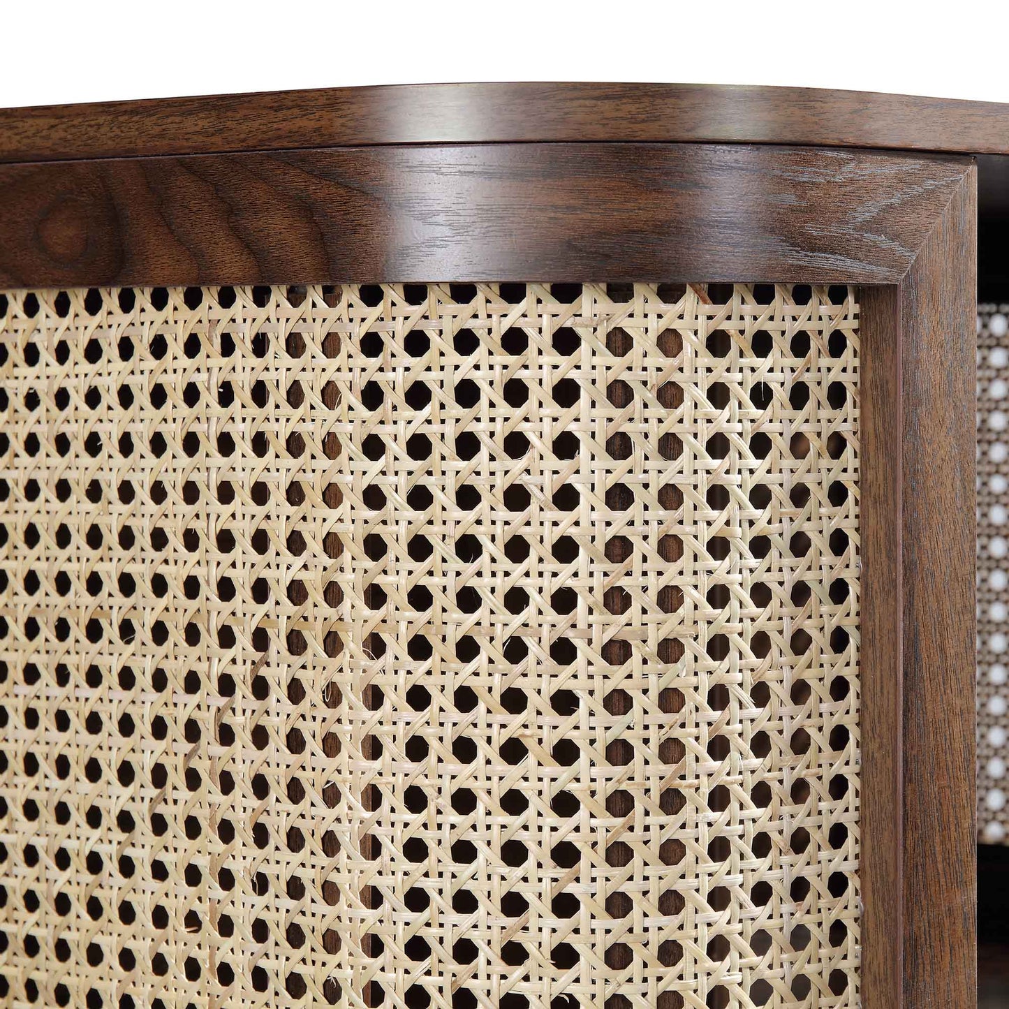 Izzy Curved Rattan Bedside Table, Walnut