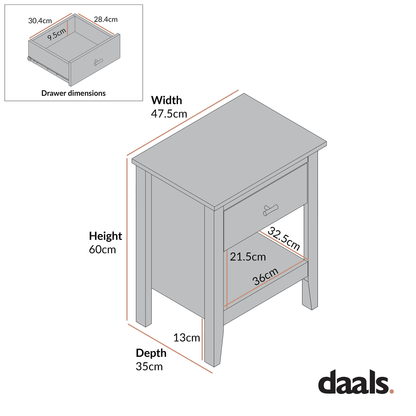 Oakham 1-Drawer Bedside Table, Desert Sage