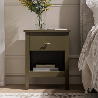 Oakham 1-Drawer Bedside Table, Olive Grove