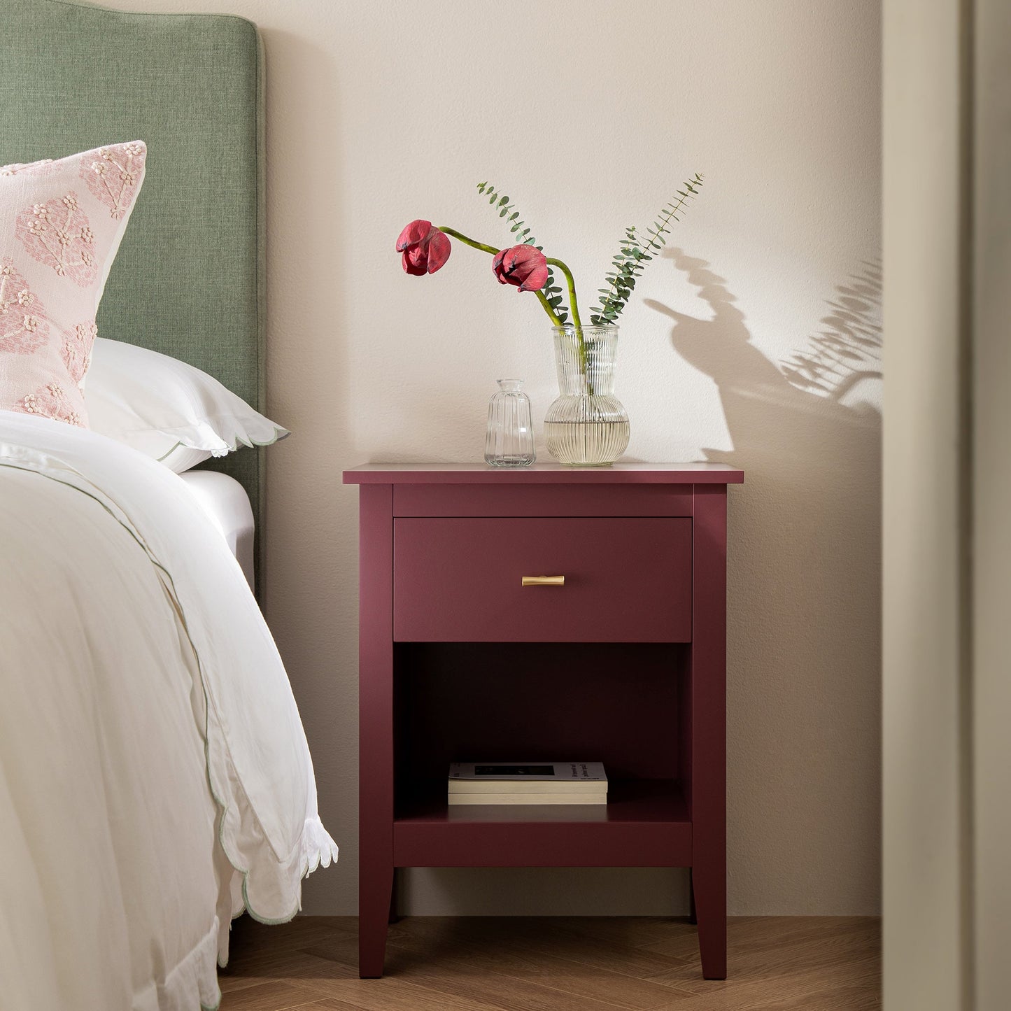Oakham 1-Drawer Bedside Table, Wild Cherry