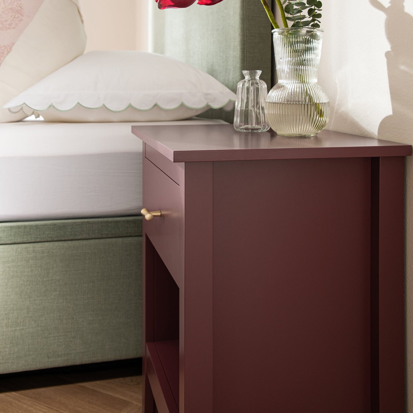 Oakham 1-Drawer Bedside Table, Wild Cherry