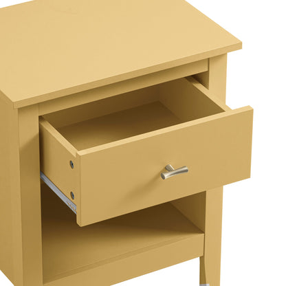 Oakham 1-Drawer Bedside Table, Rattan Yellow