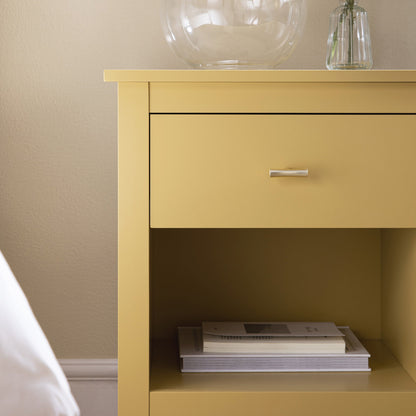 Oakham 1-Drawer Bedside Table, Rattan Yellow