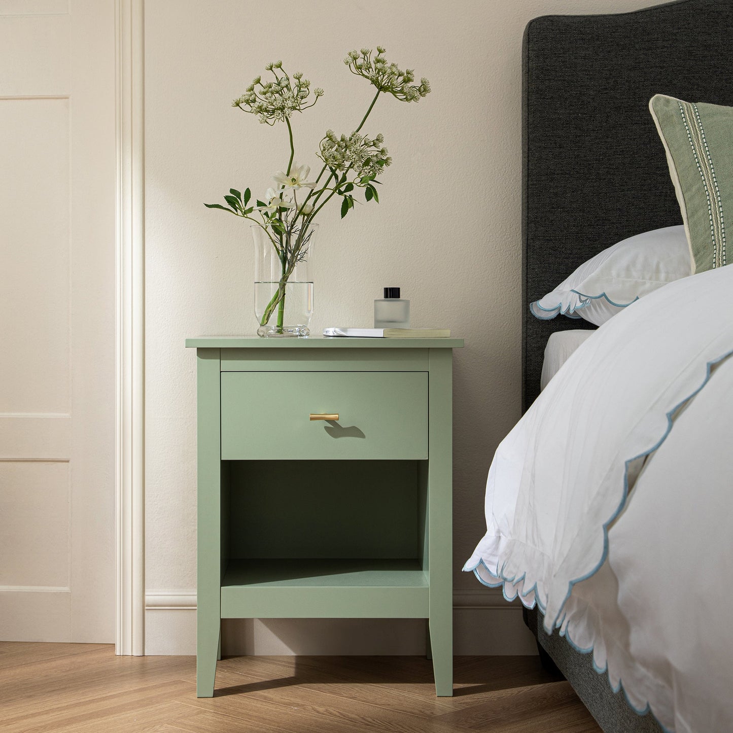 Oakham 1-Drawer Bedside Table, Desert Sage