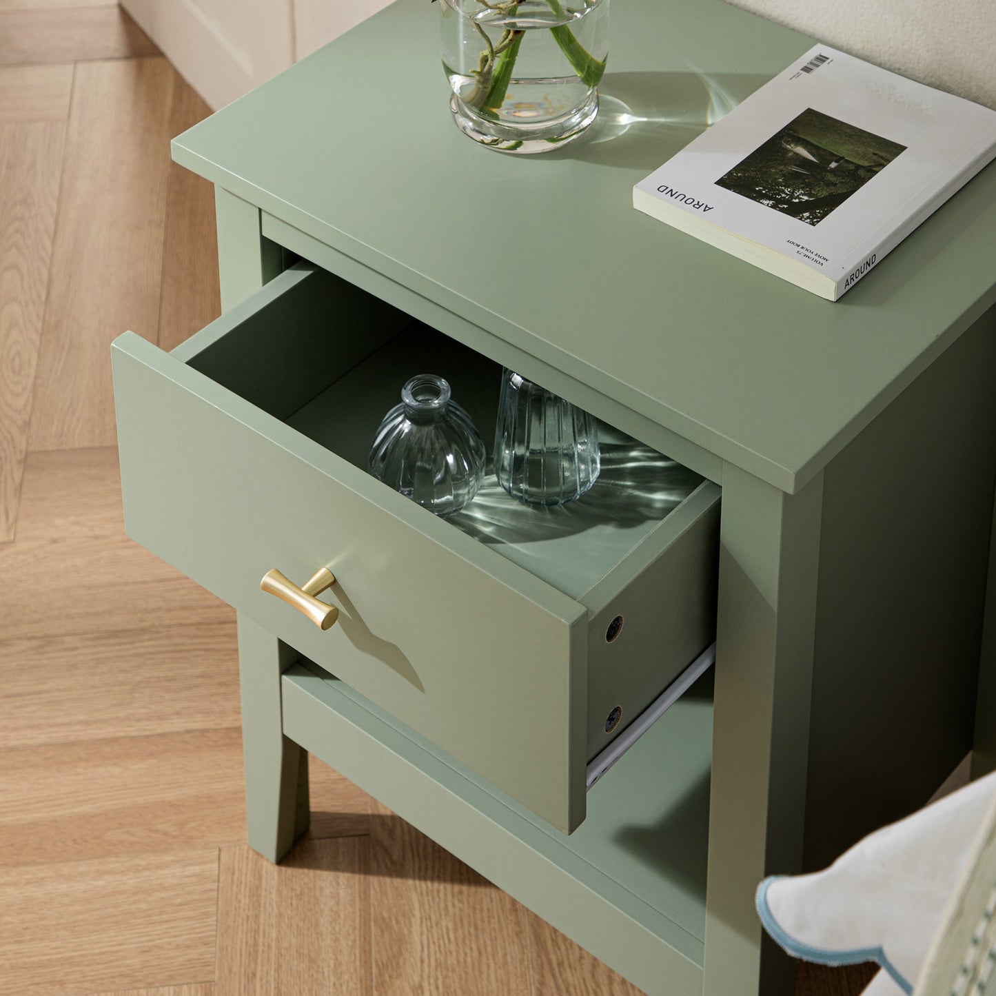 Oakham 1-Drawer Bedside Table, Desert Sage