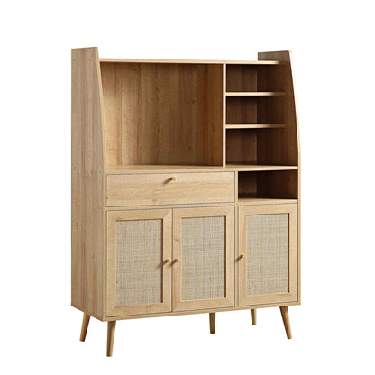 Frances Woven Rattan Kitchen Cabinet, Natural