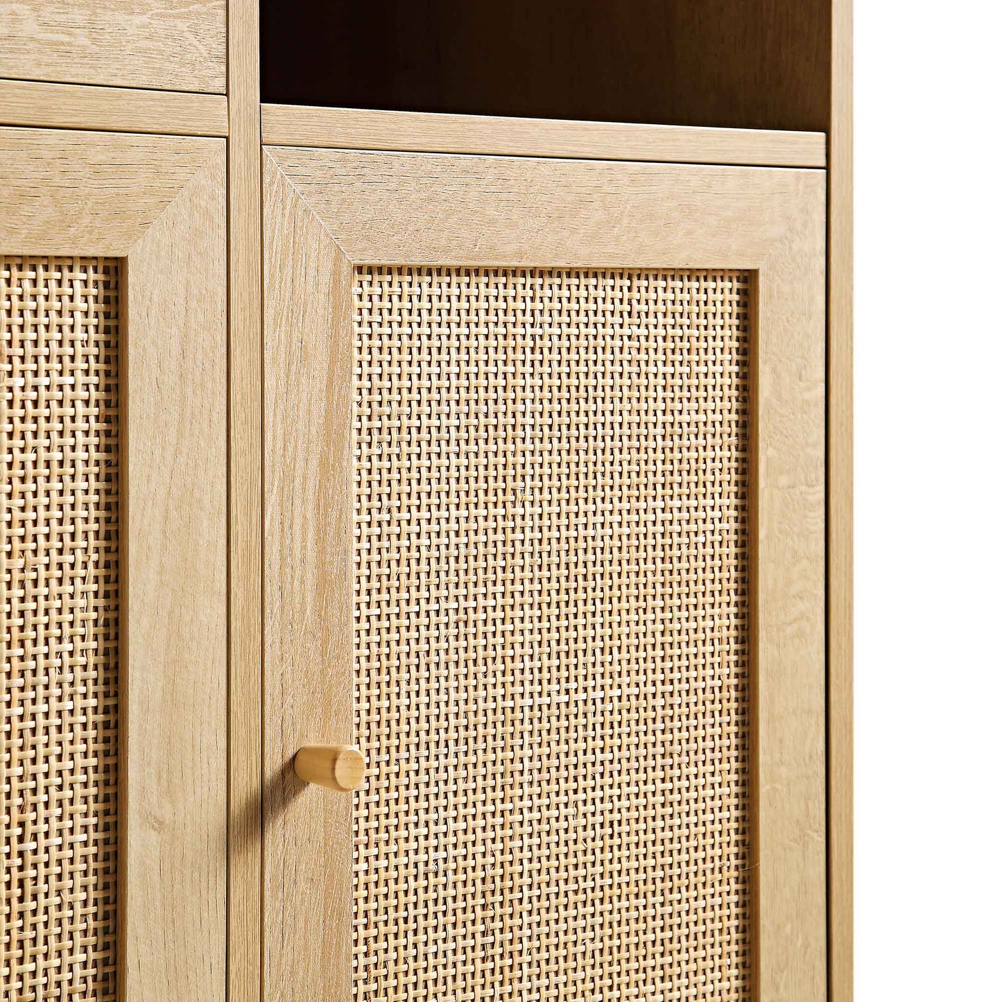Frances Woven Rattan Kitchen Cabinet, Natural