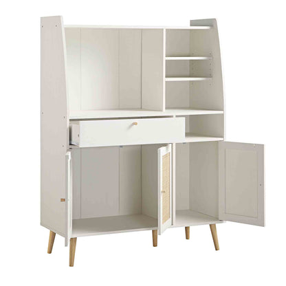 Frances Woven Rattan Kitchen Cabinet, White