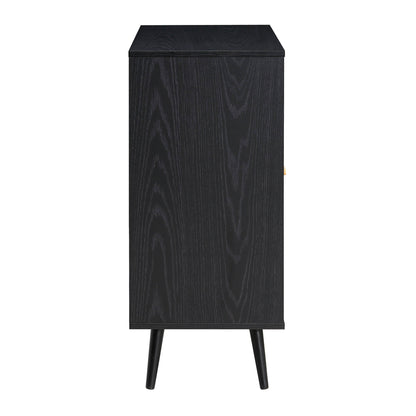 Frances Woven Rattan Drinks Cabinet, Black