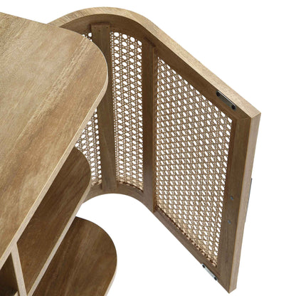 Izzy Curved Rattan 2-Door Buffet Sideboard, Natural