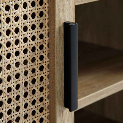 Izzy Curved Rattan 2-Door Buffet Sideboard, Natural