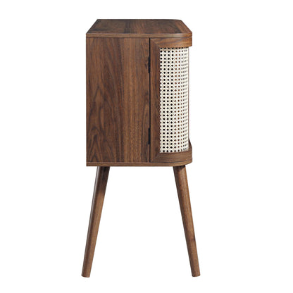 Izzy Curved Rattan 2-Door Buffet Sideboard, Walnut
