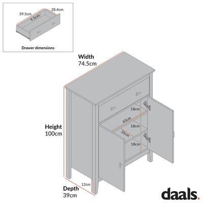 Oakham Small Sideboard with Drawer, Nude Pink