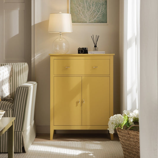 Oakham Small Sideboard with Drawer, Rattan Yellow