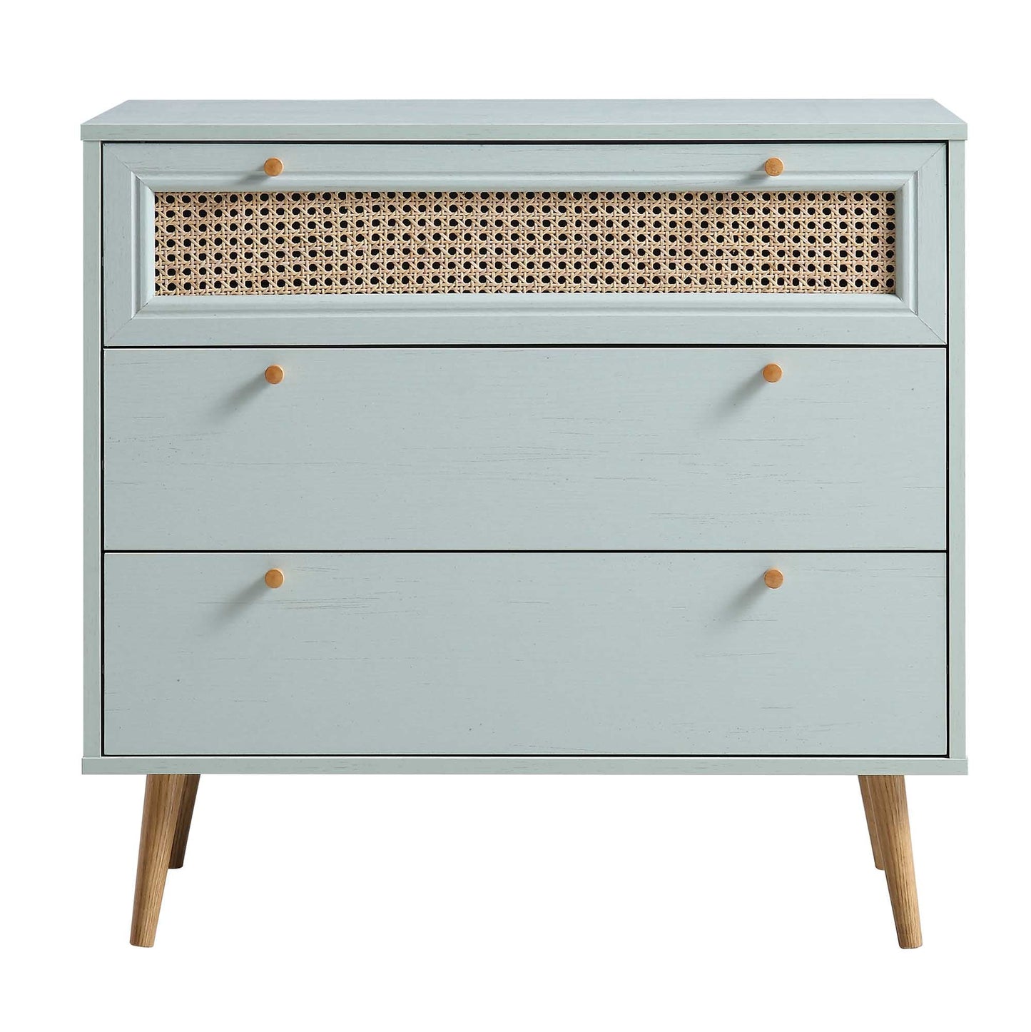 Anya Woven Rattan Chest of 3 Drawer in Mint Colour