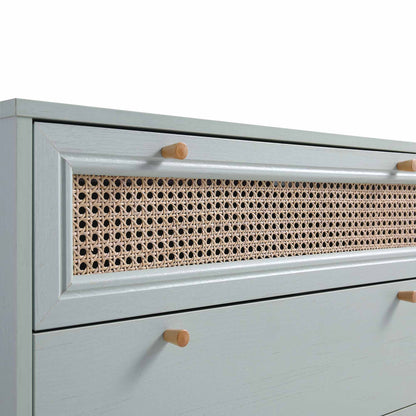 Anya Woven Rattan Chest of 3 Drawer in Mint Colour